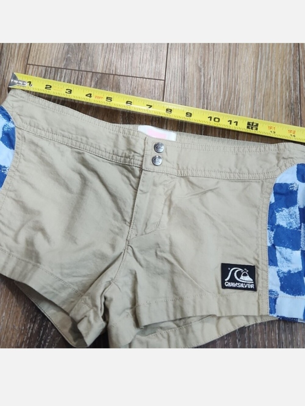 NWOT Quiksilver Blue Tan Khaki Checkerboard Shorts - Picture 3 of 10